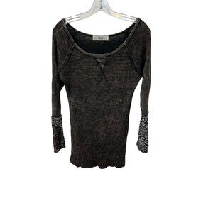 American Able Women’s Large Thermal Waffle Knit Cuff Details In Washed Black